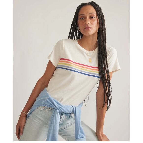 Marine Layer Rainbow Stripe Tshirt NWOT Size L - Picture 2 of 4